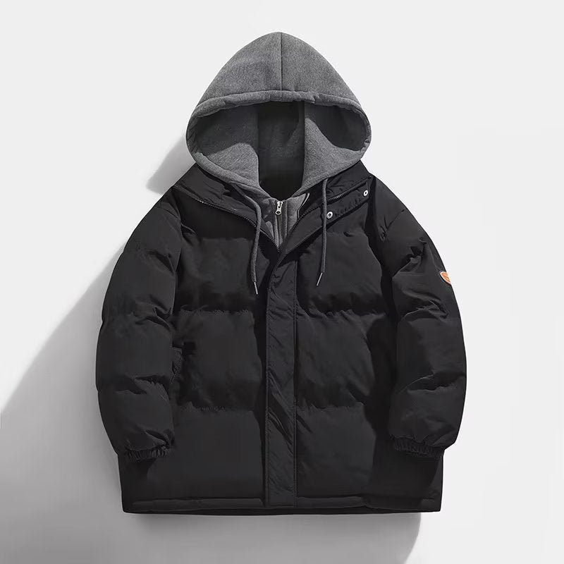 Herren Gepolsterte Winter-Steppjacke mit zweilagiger Kapuze und elastischen Bündchen Shop Nory