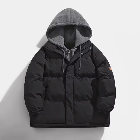 Herren Gepolsterte Winter-Steppjacke mit zweilagiger Kapuze und elastischen Bündchen Shop Nory