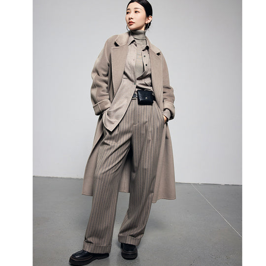 Damen Oversize Wollmantel im Clean‑Cut‑Design mit Reverskragen und verdeckter Knopfleiste Shop Nory