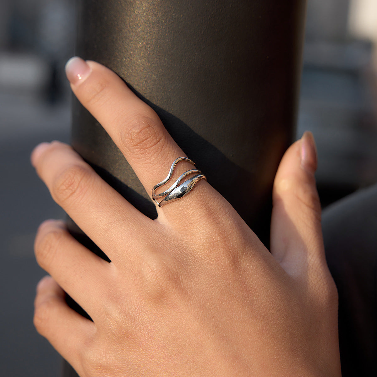 Damen Offenes Design-Ring aus hypoallergenem Edelstahl Shop Nory