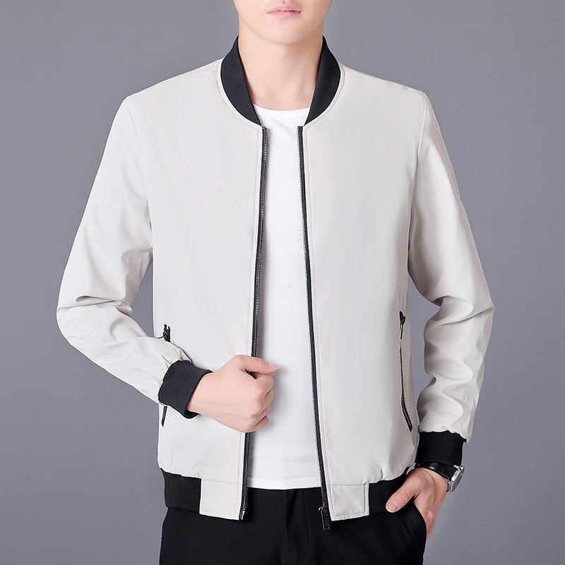 Herren Leichte Casual-Bomberjacke aus Microfaser mit Zwei-Wege-Reißverschluss und Rippbündchen Shop Nory