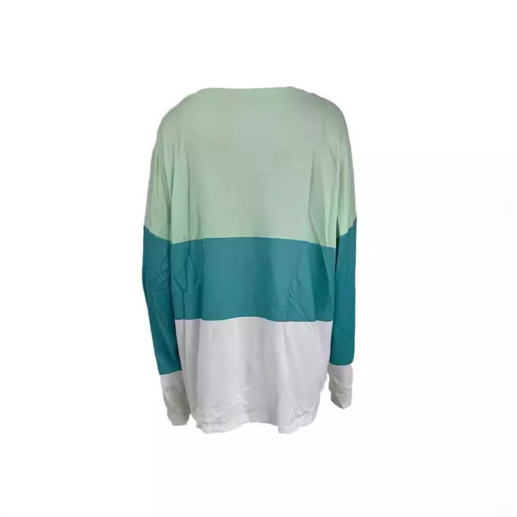 Damen Colorblock V-Ausschnitt Sweatshirt mit Zierknöpfen an den Ärmeln Shop Nory