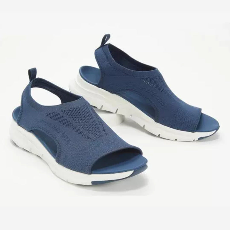 Damen Komfortable Sandaletten mit atmungsaktiver Strickoberfläche und ergonomischem Fußbett