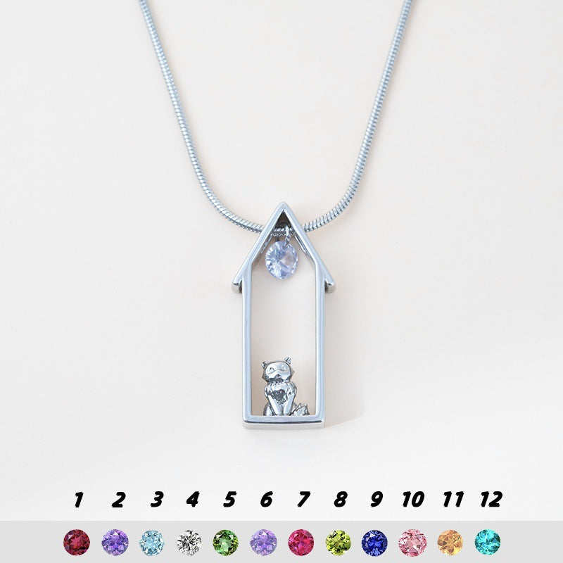 Damen Anhänger mit Katzenmotiv und funkelndem Kristall Shop Nory