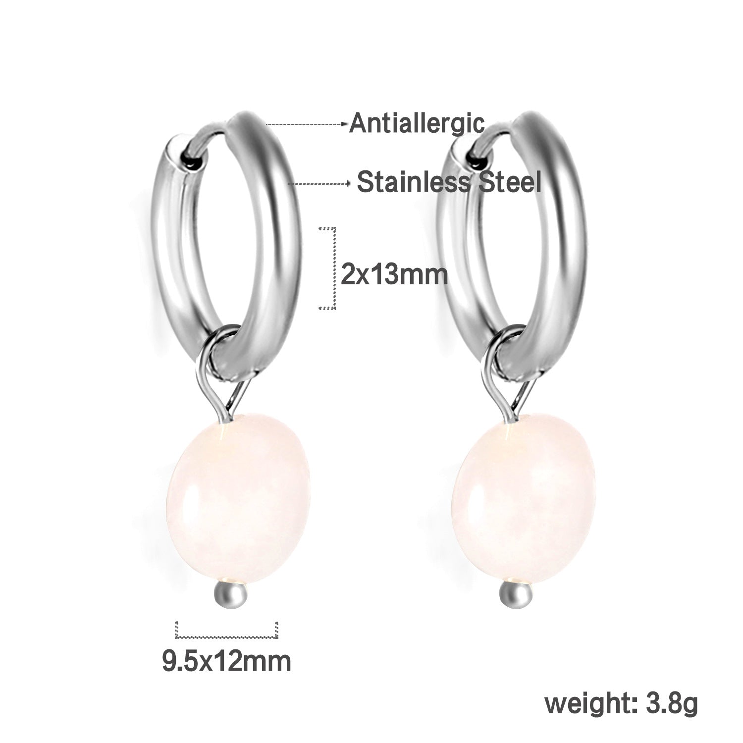 Damen Ohrstecker mit herzförmigem Anhänger aus goldplattiertem Edelstahl Shop Nory