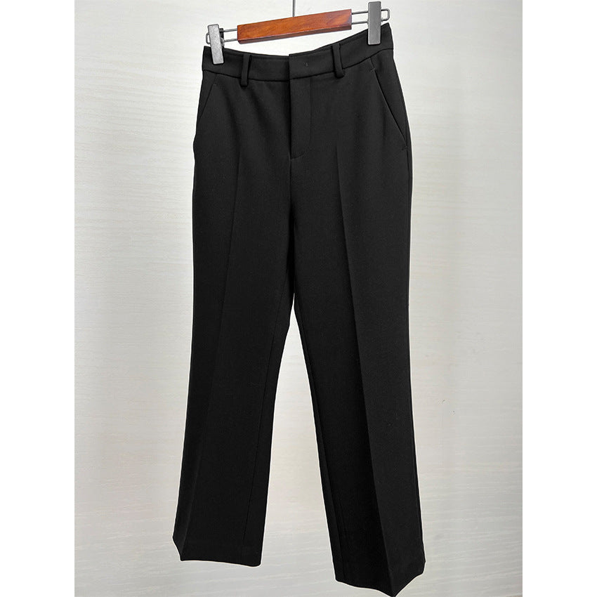 Damen Elegante gerade geschnittene Anzughose mit Bügelfalte und Eingrifftaschen Shop Nory