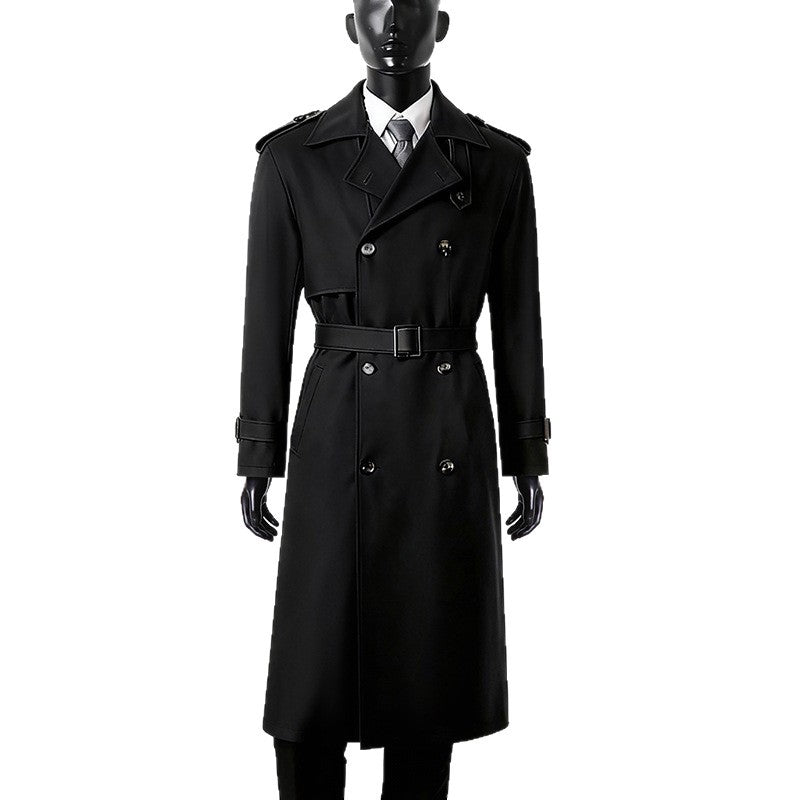 Herren Doppelreihiger Trenchcoat mit abnehmbarem Taillengürtel und Schulterklappen Shop Nory
