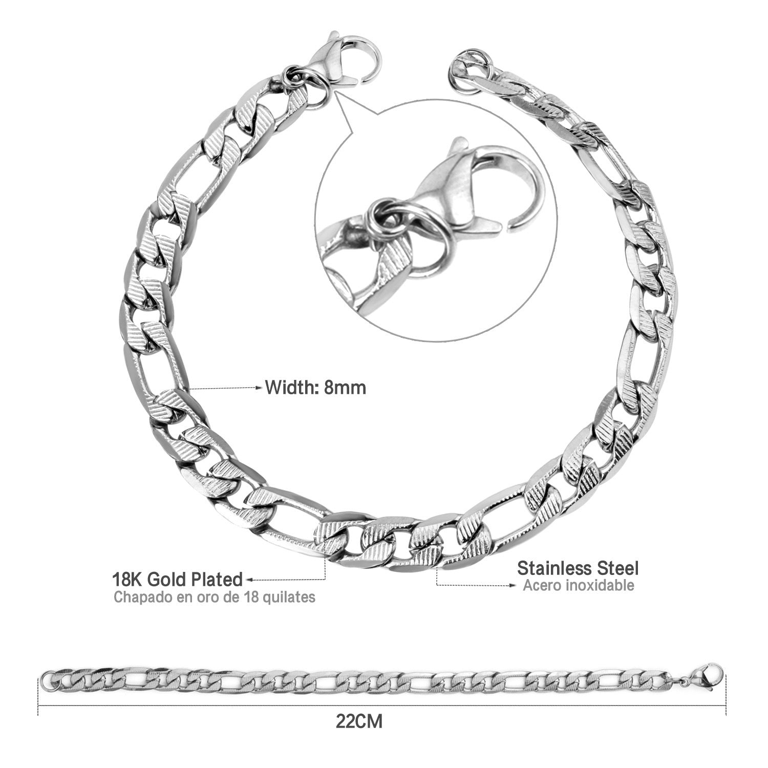 Damen Edelstahl Armband mit 18k goldplattierten Akzenten und verstellbarem Verschluss Shop Nory
