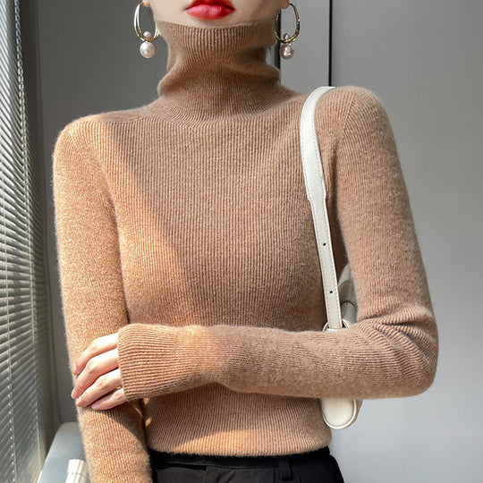 Damen Schmaler Rollkragenpullover aus Kaschmir‑Mix mit extralangem Ärmelabschluss Shop Nory