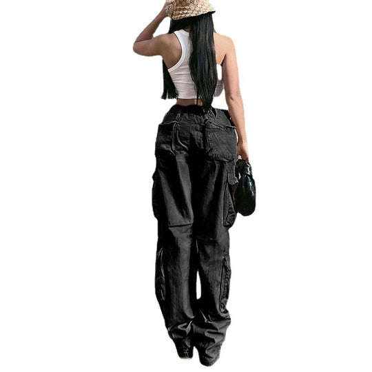 Damen weite Cargo-Hose im Baggy-Stil mit Multifunktionstaschen und verstellbarem Saum Shop Nory