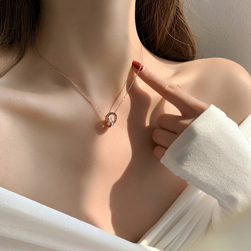 Damen Eleganter Verschlungener Ring Anhänger Halskette Shop Nory
