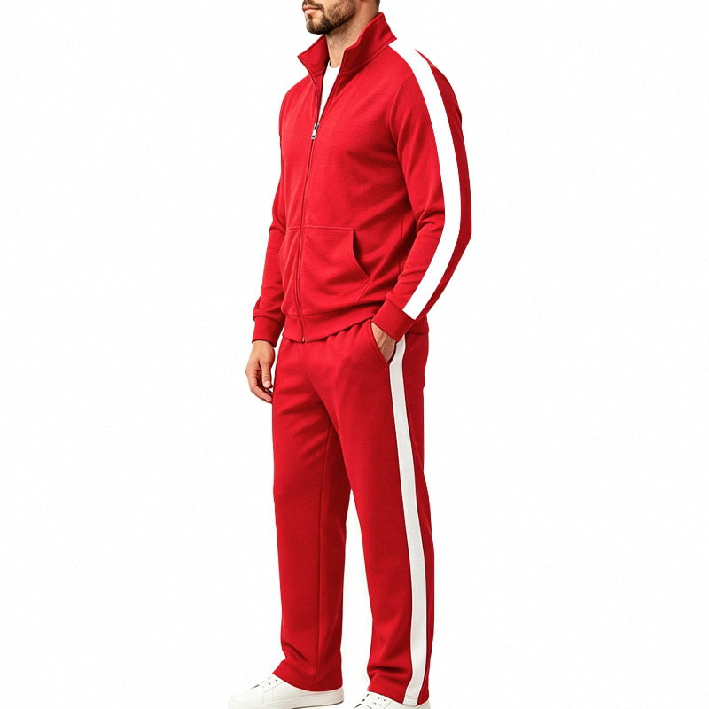 Herren Sportliches Trainingsanzug-Set mit Kontraststreifen, Reißverschlussjacke und Jogginghose Shop Nory