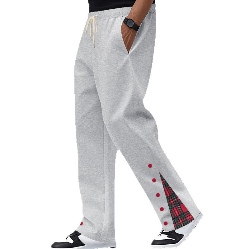 Herren Relaxed-Fit Jogginghose mit Karo-Seitenpasse, Druckknopfleiste & Kordelzug Shop Nory