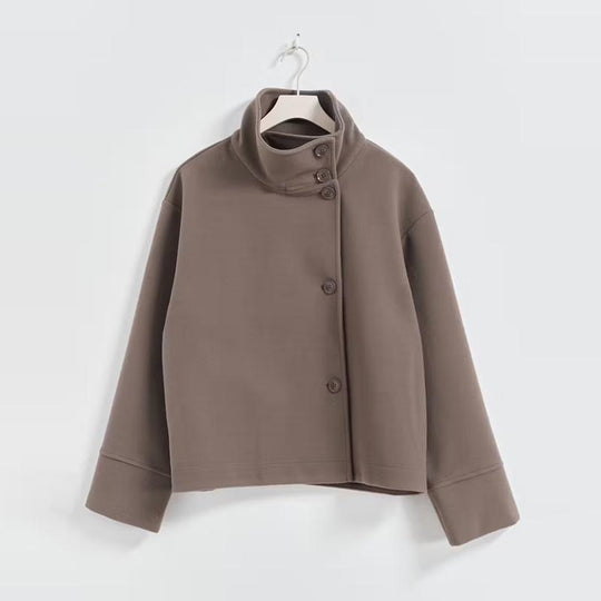 Damen Kurze Jacke mit hohem Kragen und Knopfverschluss ShopNory