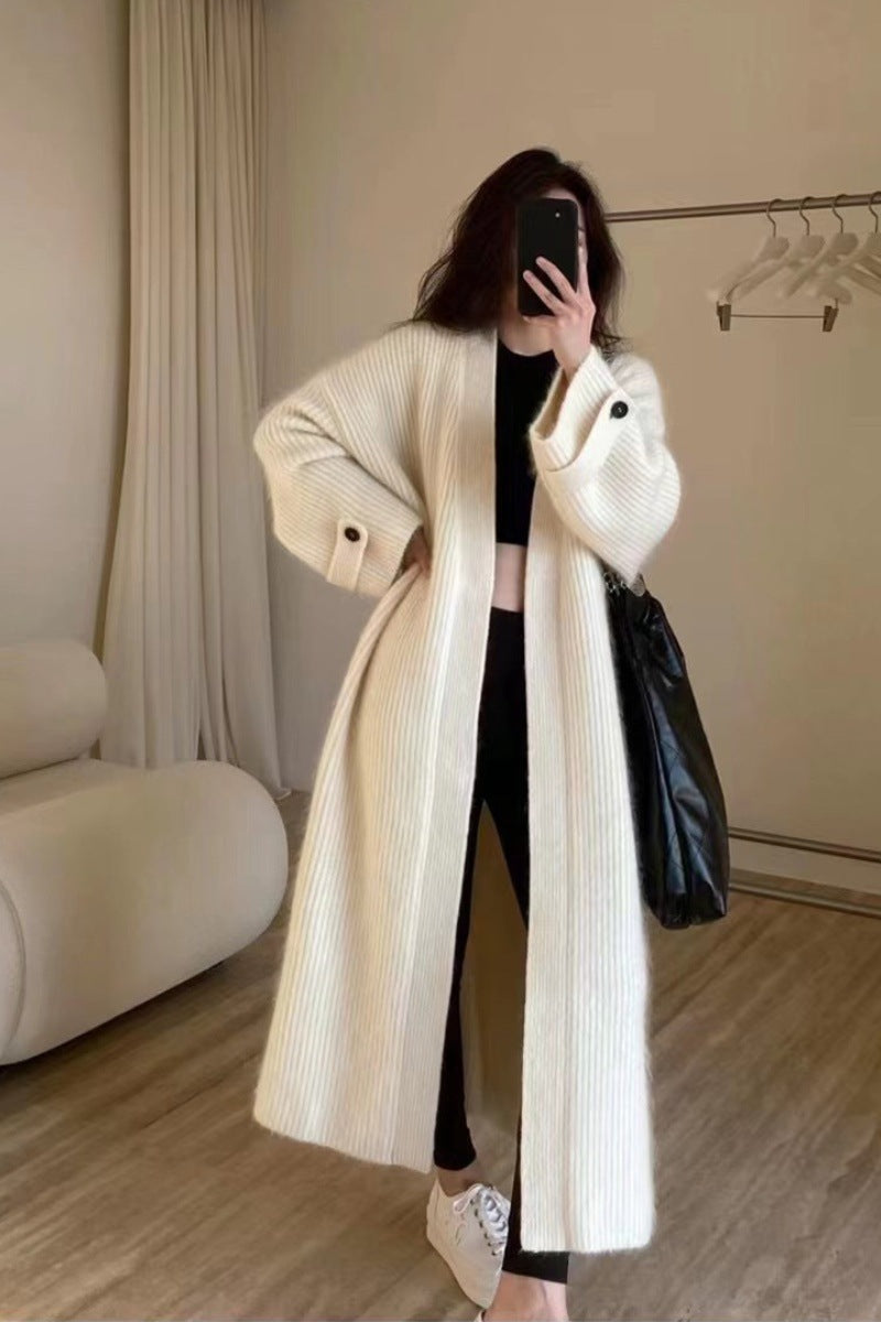 Damen Maxi-Longcardigan aus weichem Rippenstrick mit breiten Manschetten Shop Nory