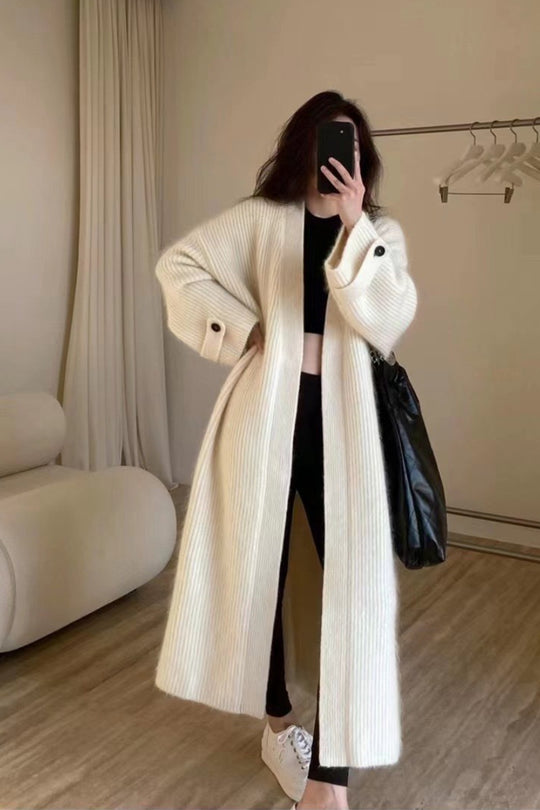 Damen Maxi-Longcardigan aus weichem Rippenstrick mit breiten Manschetten Shop Nory