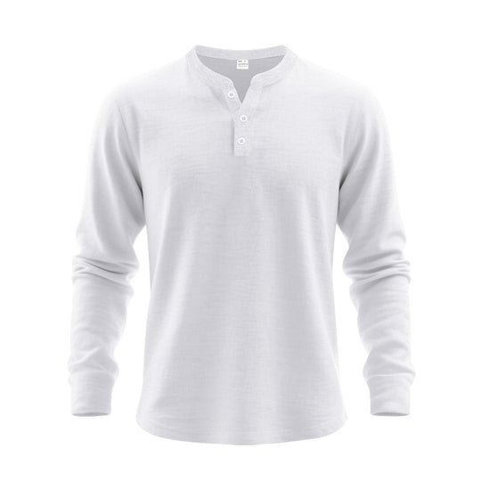 Herren nan langärmeliges Henleyshirt aus Thermo-Baumwollmix mit kurzer Knopfleiste und geripptem Kragen Shop Nory