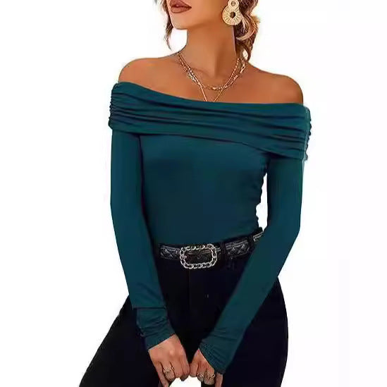 Damen Figurbetontes Schulterfreies Langarm Feinstrickshirt mit Carmenausschnitt Shop Nory