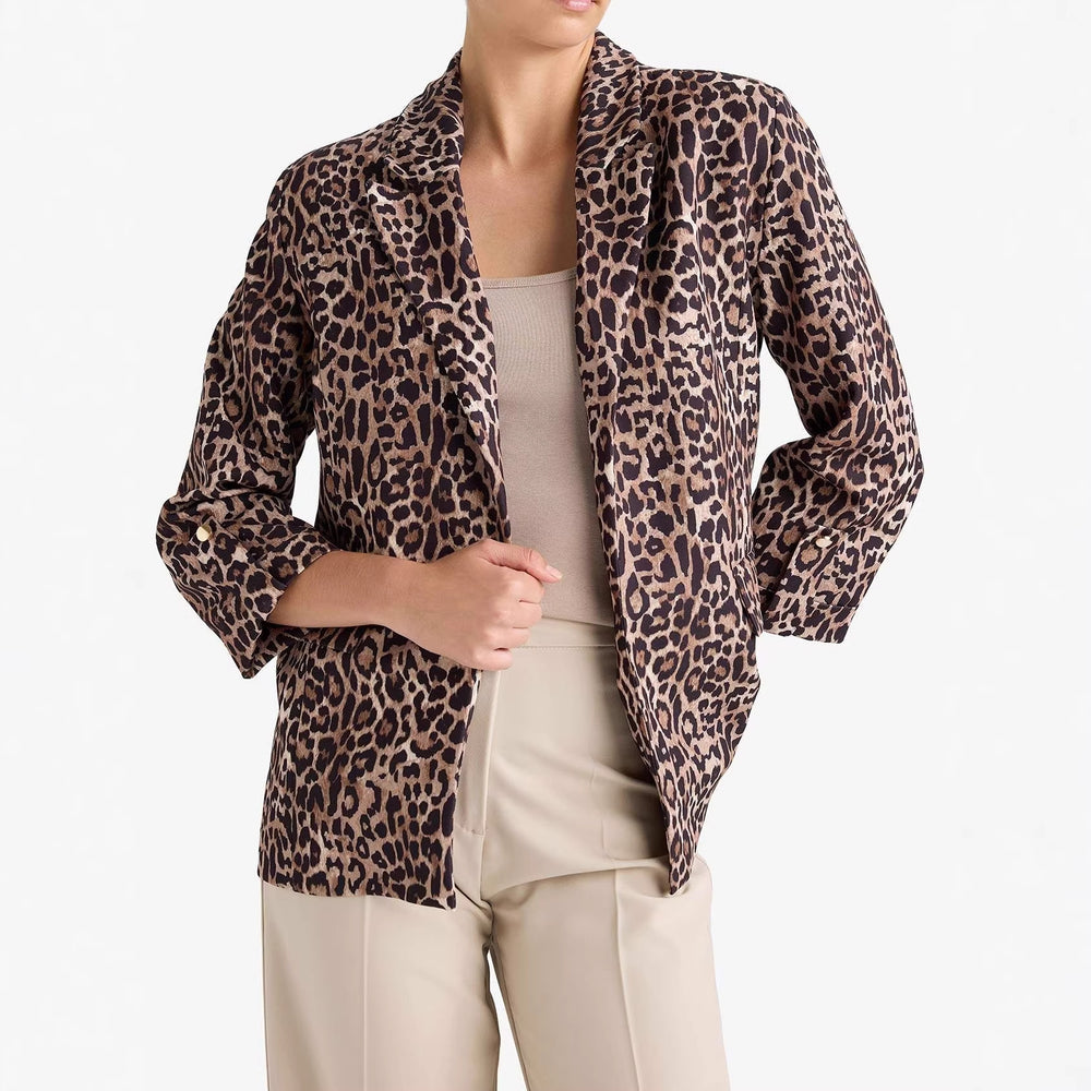 Damen Modische Leopardenmuster Blazer