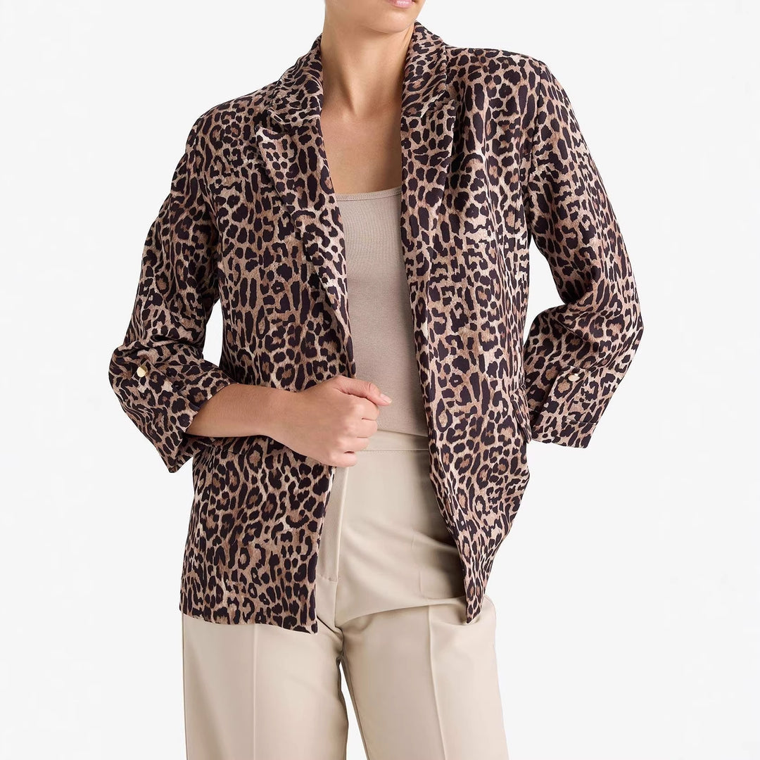 Damen Modische Leopardenmuster Blazer