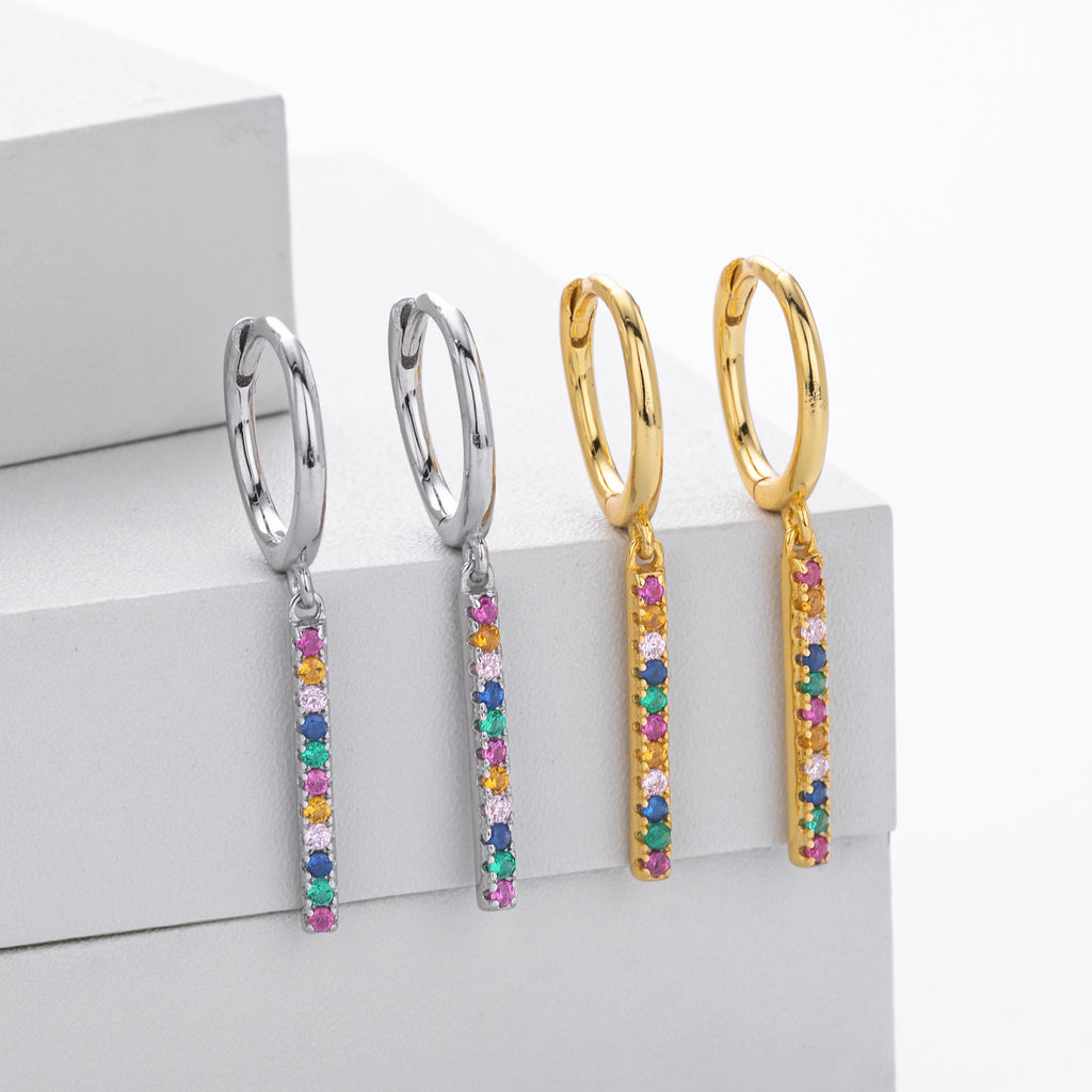Damen Ohrhänger mit bunten Zirkonia und modernem Design Shop Nory