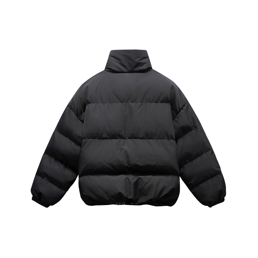 Unisex Kurzboxy wattierte Isolationsjacke mit extra hohem Stehkragen und kariertem Innenfutter Shop Nory