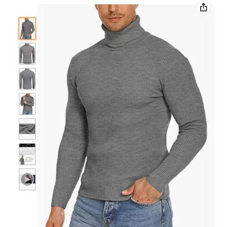 Herren Stehkragen Pullover aus ribbeltem Strick