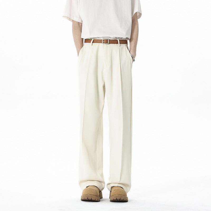 Herren weite Bundfalte Stoffhose mit hoher Taille, gerade Beinform und dezenten Seitentaschen Shop Nory
