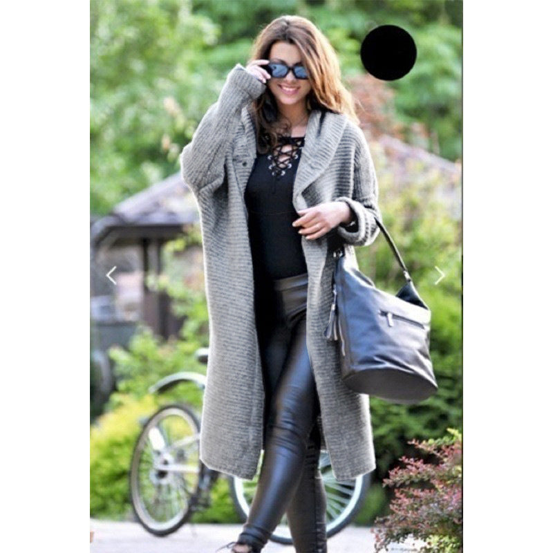 Damen Kapuzen-Strickmantel mit Oversize-Schnitt und Knopfleiste Shop Nory