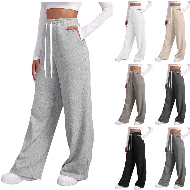 Damen nan lässige Loungehose mit geradem Bein extra langem Tunnelzug und tiefem Schritt Shop Nory