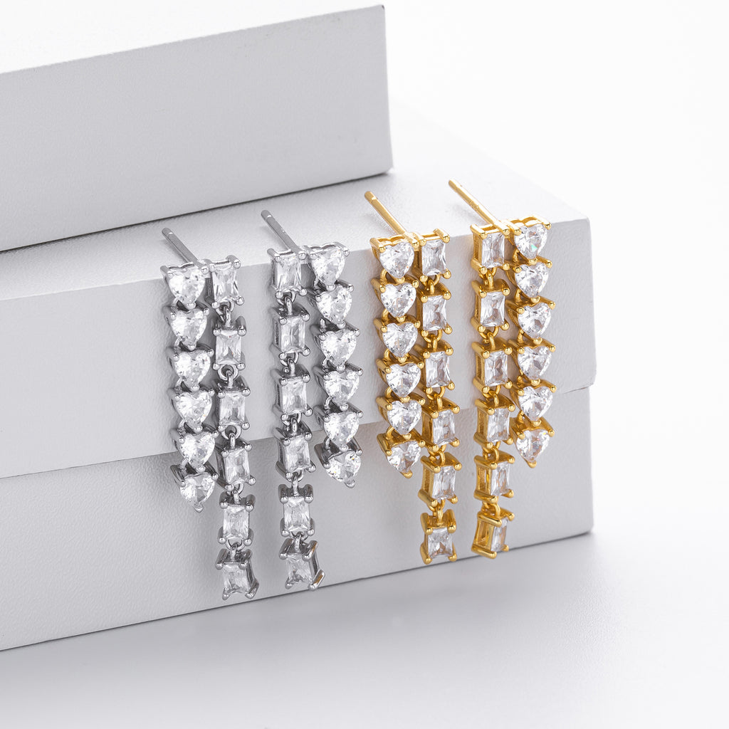 Damen Luxus Ohrhänger mit funkelnden Zirkonia aus 925 Sterling Silber Shop Nory