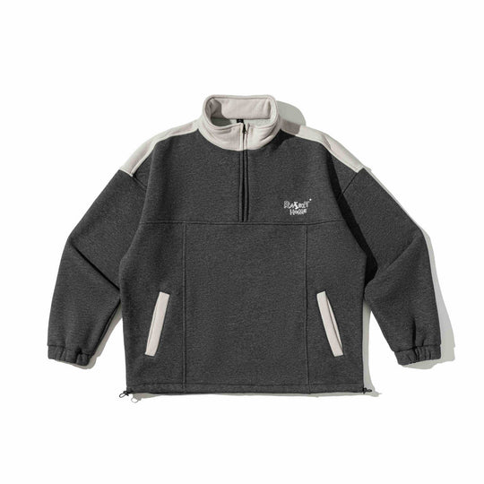 Unisex Halbzip-Sweatshirt im Oversize-Boxy-Schnitt mit hohem Stehkragen und Kängurutasche Shop Nory