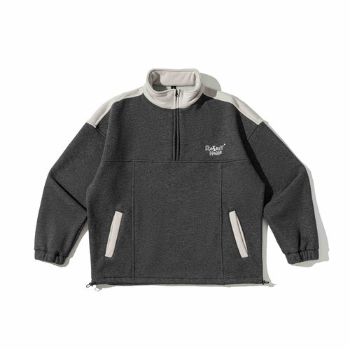 Unisex Halbzip-Sweatshirt im Oversize-Boxy-Schnitt mit hohem Stehkragen und Kängurutasche Shop Nory