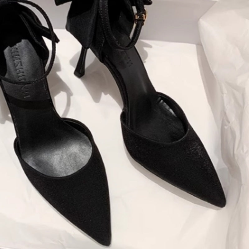 Damen elegante High Heels mit zartem Riemchen und Schleifenakzent