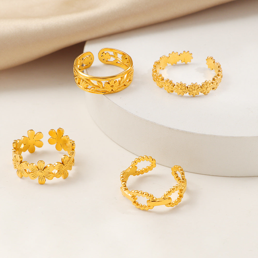 Frauen Blumige Filigran Band Ring Shop Nory