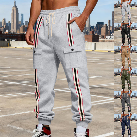 Herren Cargo-Jogginghose im Urban-Streetwear-Look mit Kontraststreifen und Klappentaschen Shop Nory