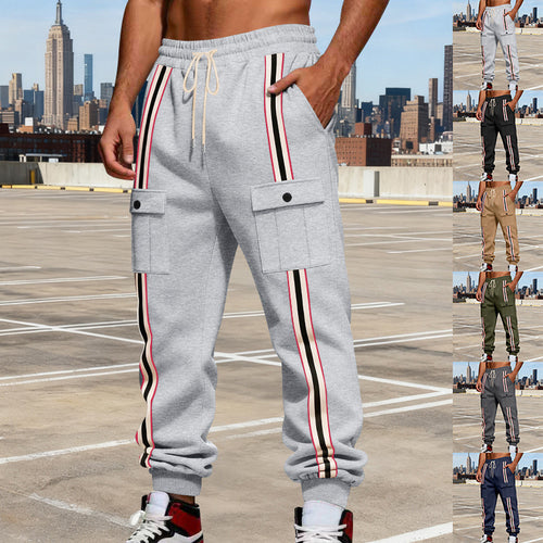 Herren Cargo-Jogginghose im Urban-Streetwear-Look mit Kontraststreifen und Klappentaschen Shop Nory