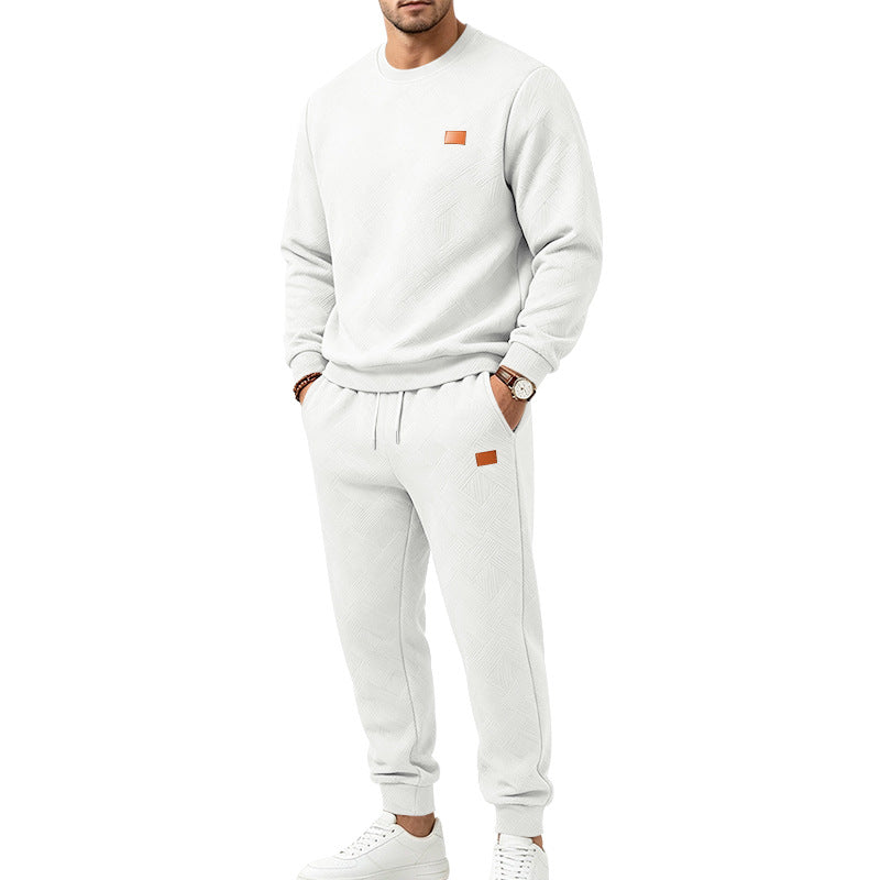 Herren Gemustertes Komfort-Sweatset mit Rundhals-Sweatshirt und Kordel-Jogginghose Shop Nory