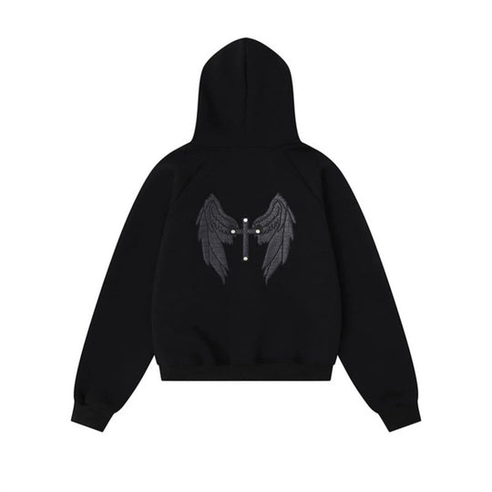 Damen Kapuzen-Sweatjacke mit Schnürungen, Metallösen und durchgehendem Reißverschluss Shop Nory