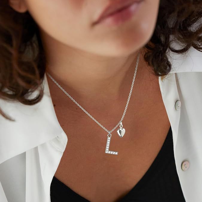 Damen Halskette mit personalisiertem Anhänger aus Edelstahl und Zirkonia Shop Nory