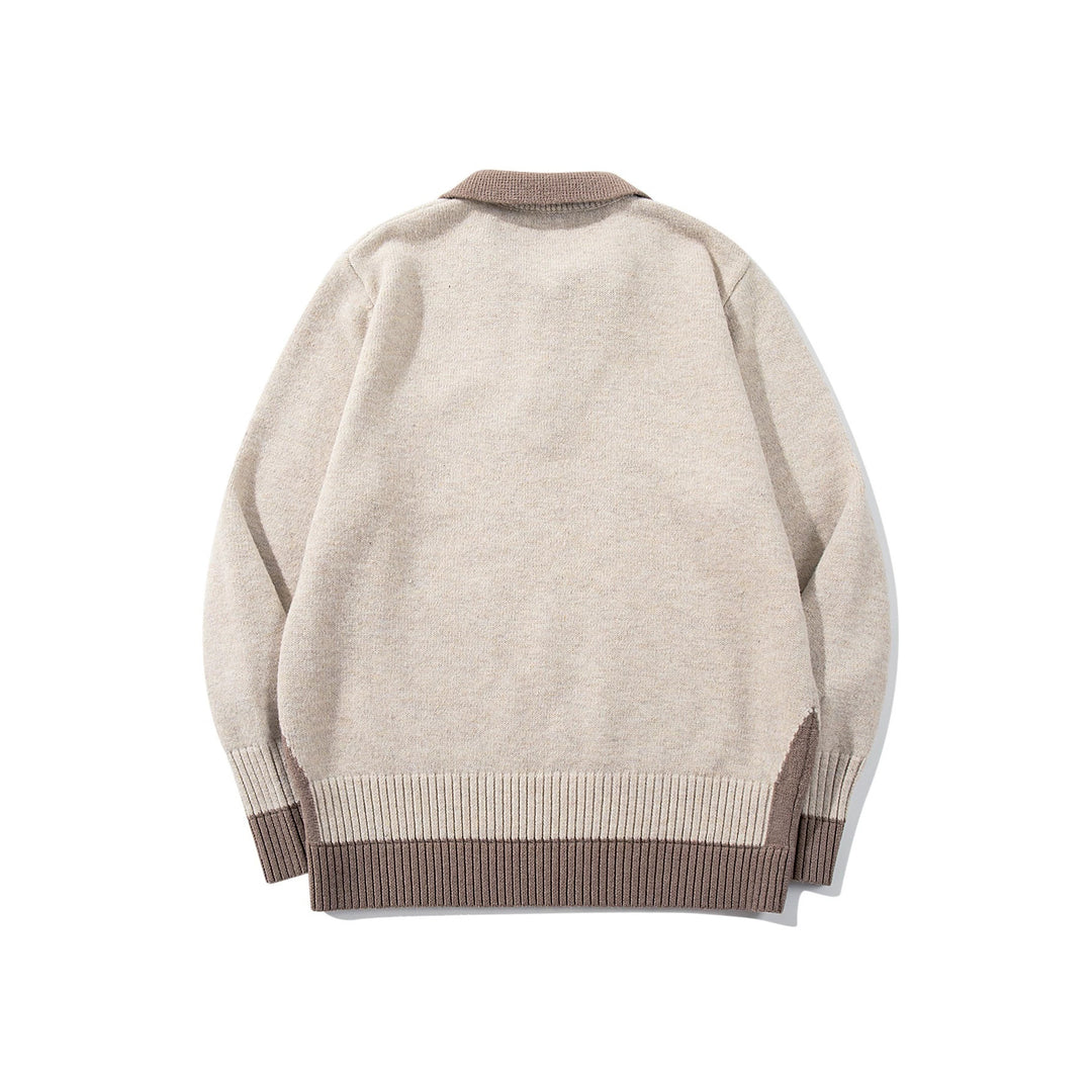 Herren Polokragen-Strickpullover mit Knopfleiste und kontrastierten Bündchen Shop Nory