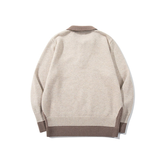 Herren Polokragen-Strickpullover mit Knopfleiste und kontrastierten Bündchen Shop Nory