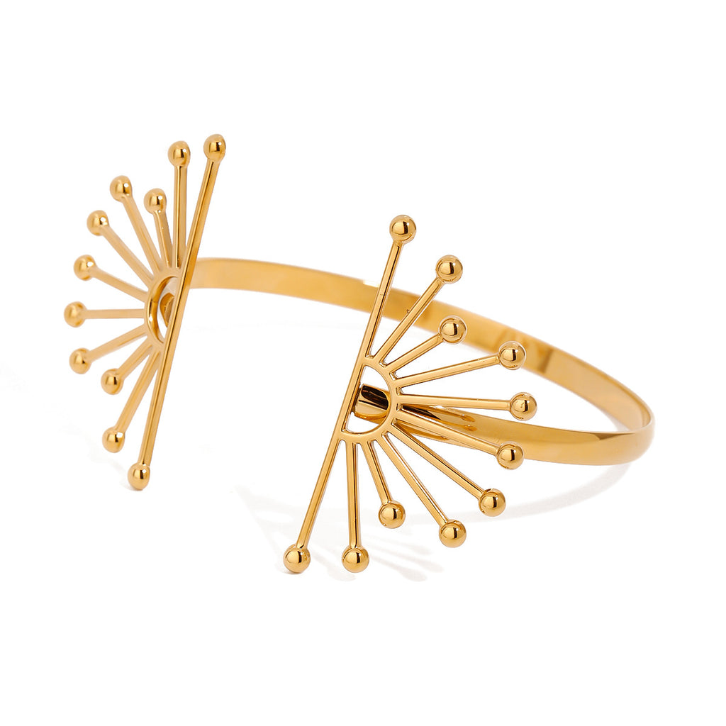 Damen Offenes Armband mit floralen Akzenten und hypoallergener Edelstahlverarbeitung Shop Nory