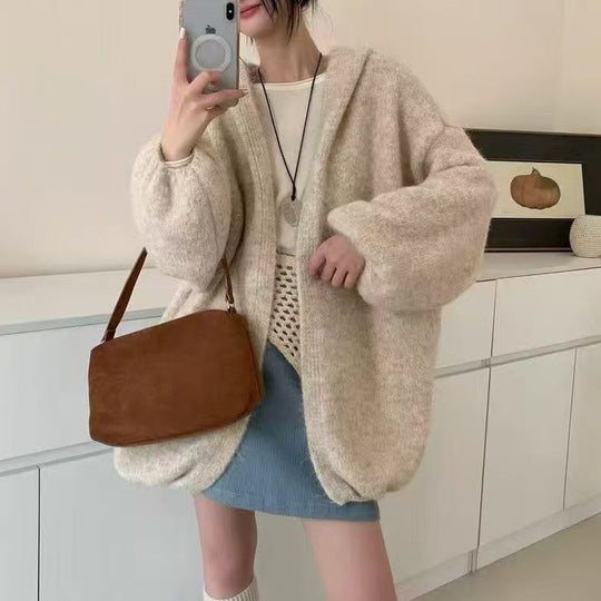 Damen Flauschige Übergröße Strickjacke Shop Nory