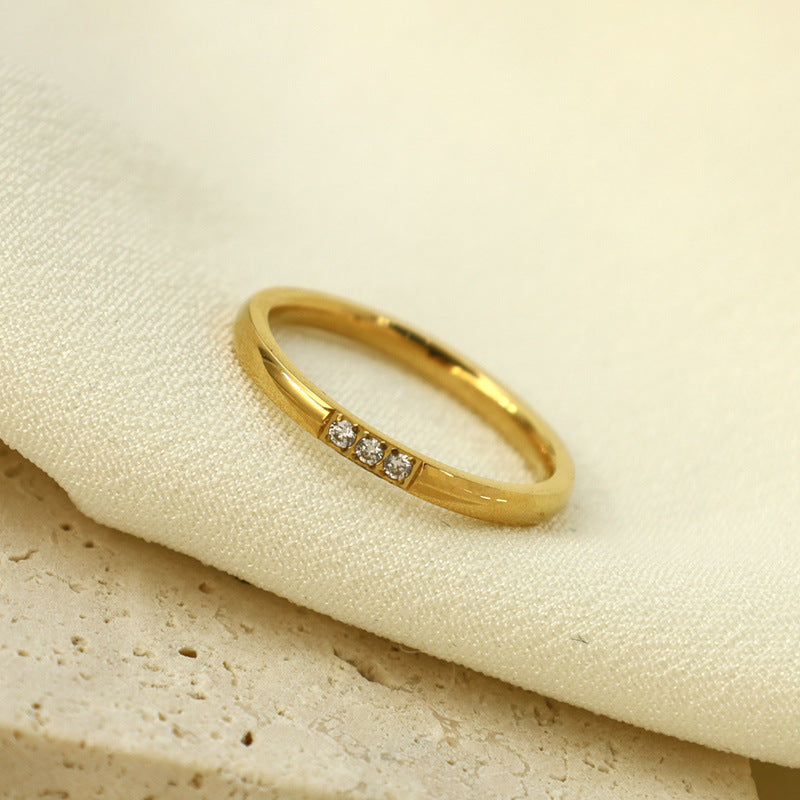 Damen eleganter Goldring mit Zirkonia-Steinen Shop Nory
