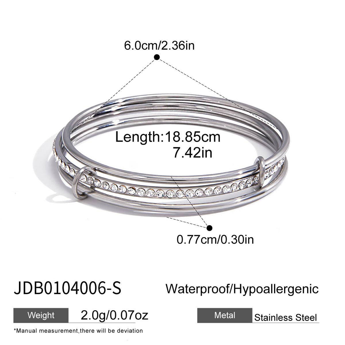 Damen Edelstahl Armband mit funkelnden Kristallen und hypoallergener Verarbeitung Shop Nory