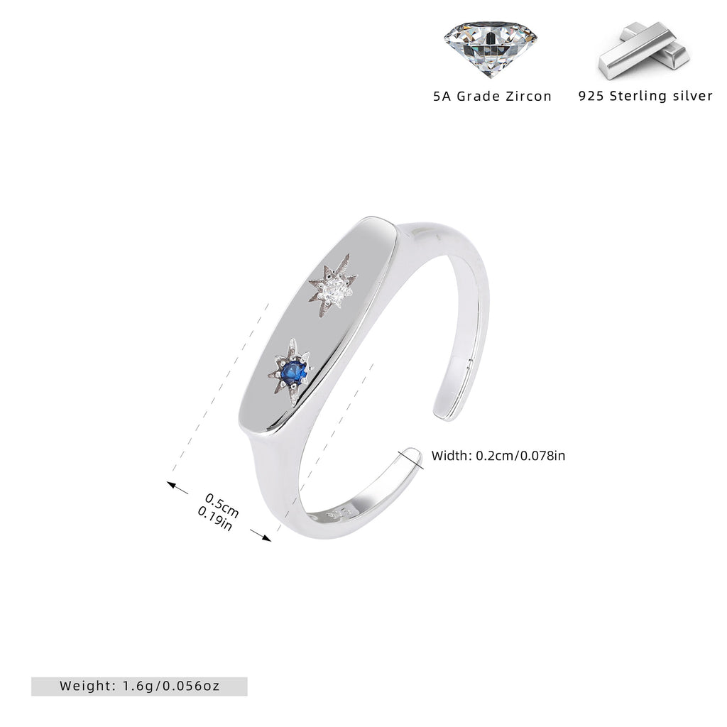 Damen Offener Ring mit funkelnden Zirkon-Akzenten aus 925 Sterling Silber Shop Nory