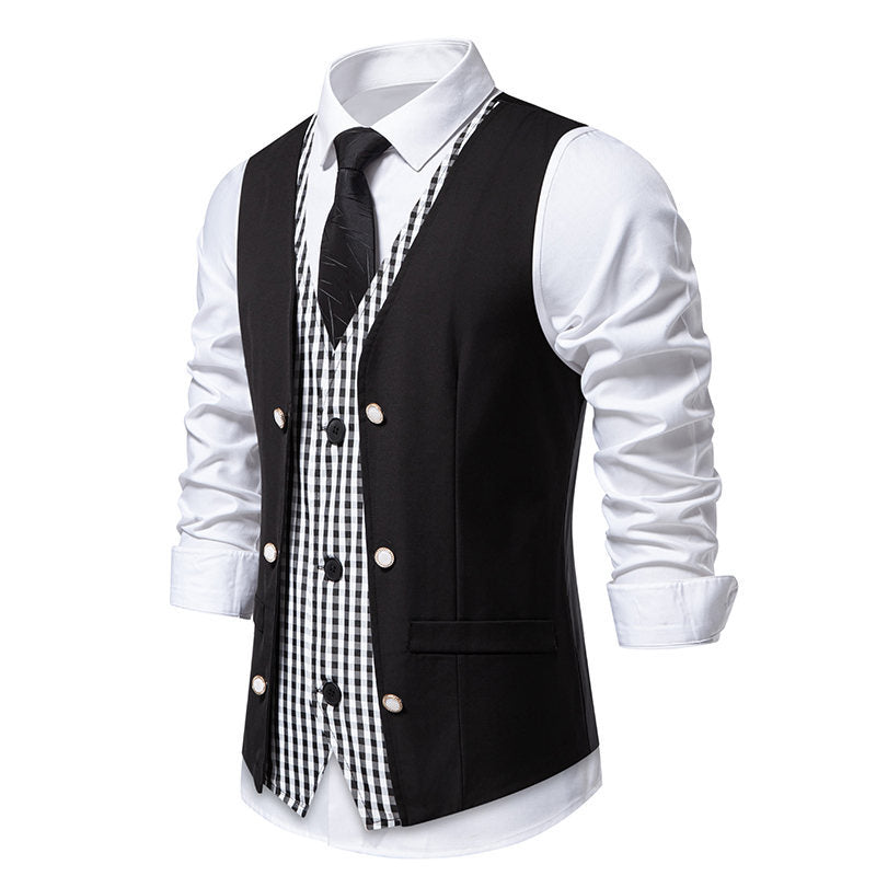 Herren elegante Anzugweste mit kontrastierendem Innenmuster