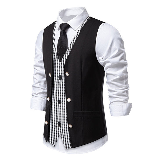 Herren elegante Anzugweste mit kontrastierendem Innenmuster