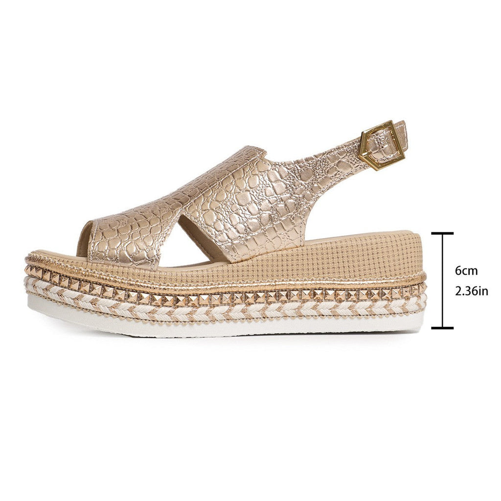 Damen Riemensandalen mit modischer Schmuckverzierung und Plateau-Rand